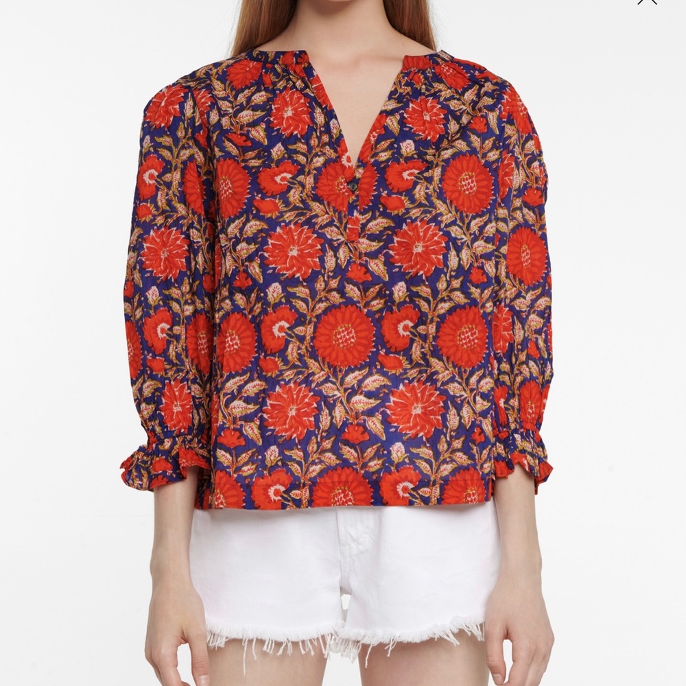 Velvet by Graham & Spencer red floral printed Millie top